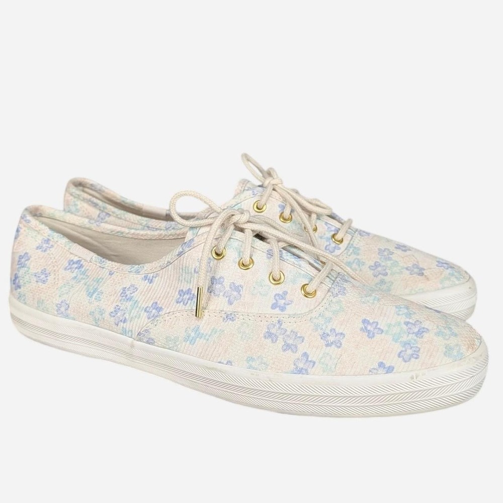 Keds Champion Floral Lace Up Sneakers Pastel Canvas Low Top Size 10